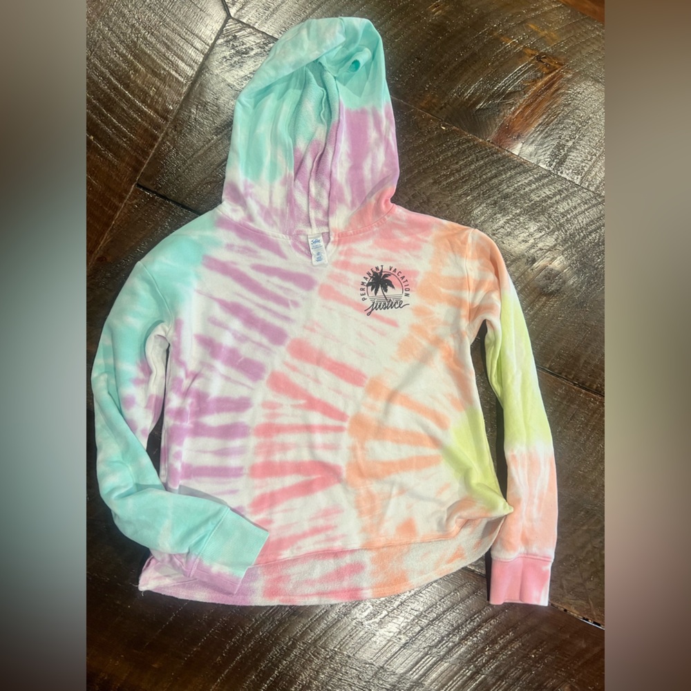 Justice Tie-Dye Hoodie Pajama Short Set - Pink, Purple, Green